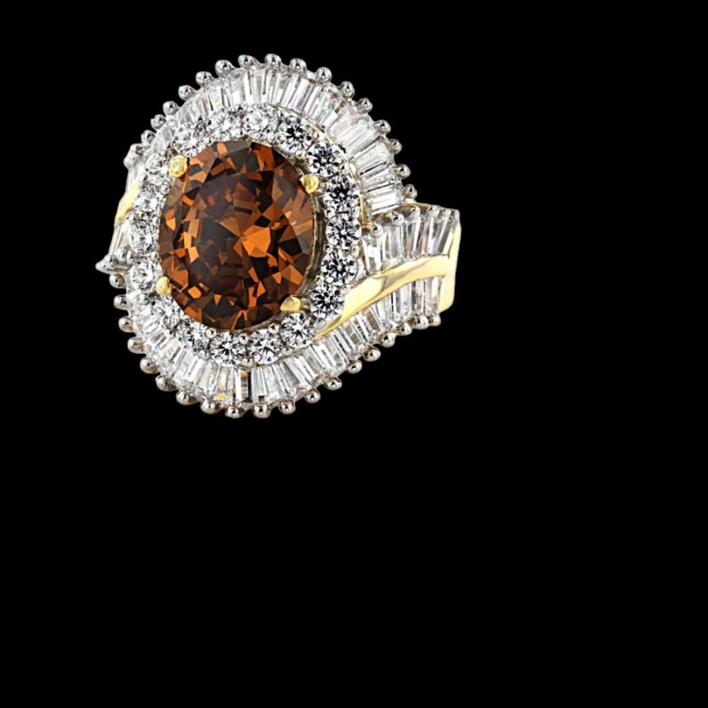 Bella Luce Mocha and white simulated diamond ring Gold plated sterling silver